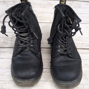 Dr Martens Youth Black Leather Zipper Closure 1460 Combat Boots Size 11